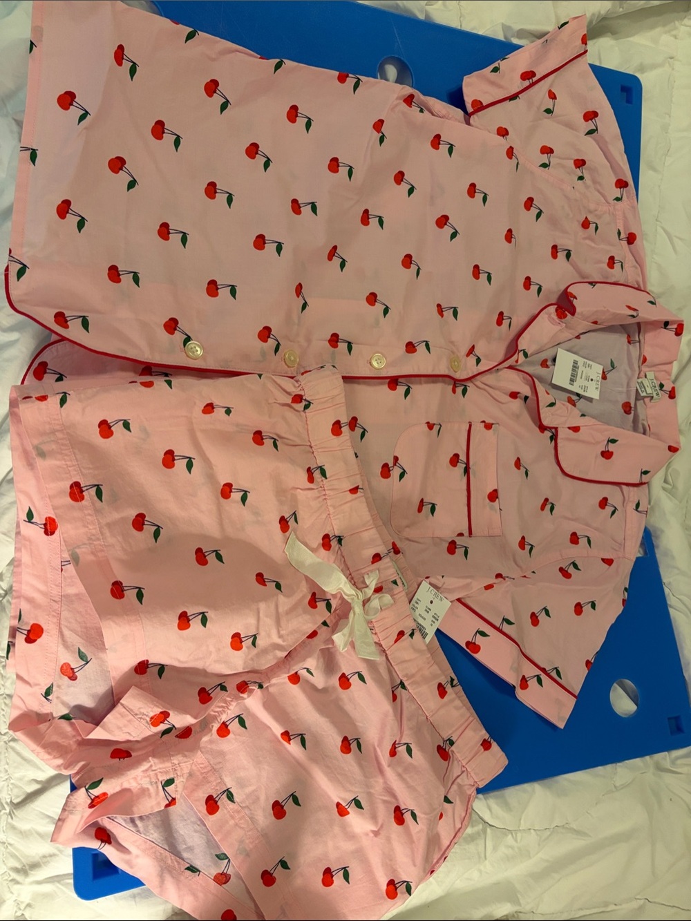 J. Crew Pink Cherry-Print Short Pajama Set - Picture 3 of 9